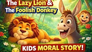 The Lazy Lion & the Foolish Donkey 🦁🐴 | Funny Moral Story for Kids