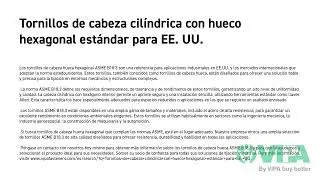 Tornillos de cabeza cil&iacute;ndrica con hueco hexagonal est&aacute;ndar para EE. UU.
