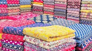कॉटन फैब्रिक्स 💥🔥WHOLSALE MARKET COTTON HOUSE IN SURAT SANGANERI & jaipuri cotton print