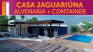 Casa t&eacute;rrea de alvenaria com complemento em containers