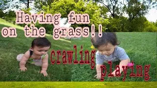 Baby really loves Crawling/Playing on the grass// Compilation Videos//Outdoor Activities//