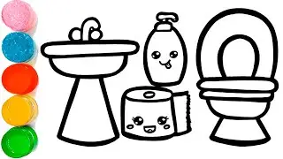 How to draw a picture of a bathroom drawing for kids | Drawing and Coloring a Bathroom