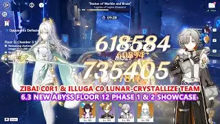 Zibai C0R1 & Illuga C0 Lunar-Crystallize Team : 6.3 New Abyss Floor 12 Phase 1 & 2 Showcase
