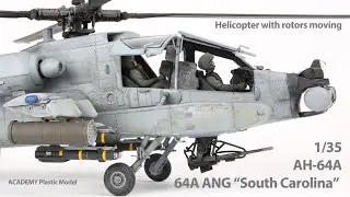 로터가 회전하는 헬리콥터 아카데미과학 1/35 Scale AH-64A ANG South Carolina