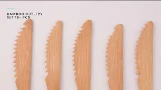 18-Piece Bamboo Cutlery Set - Reusable With Travel Pouch