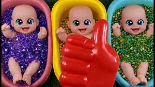 Relaxing ASMR Doll Bath Time | Satisfying Colorful Beads