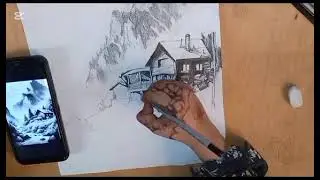 [ How to draw mountain landscape ][ with sketch pencil]