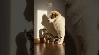 Lala and Bubu Play with Their Shadows &mdash; Cutest Wall Game Ever! 🐾🖤 #Shorts