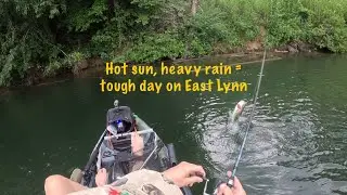 Hot day, heavy rain￼ = a tough day #fishing #bassfishing #kayakfishing #kayak 