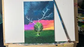How to make Thunder Storm easy step by step tutorial acrylic painting draw paint for beginners ideas