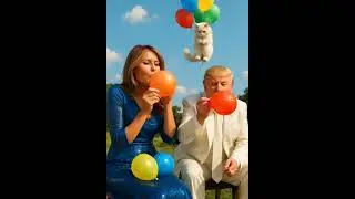 Melania Blows Balloons, Trump Pops One & The Cat Flies Away! 🎈🐱