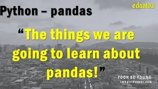 [PYTHON][pandas_01]  pandas에 대해 간단한 소개와 학습에서 다루어볼 내용 확인