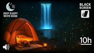 🔊Waterfall Night Ambience (Black Screen, 10 Hours)