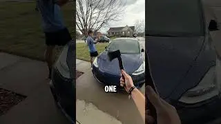 Bowling ball vs Tesla! 😳 #shorts #tesla
