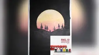 RM2.10 ECO Shop Watercolour REVIEW / Abstract Painting / Red Moon Night / #03
