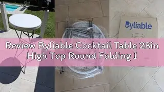 Review Byliable Cocktail Table 28in High Top Round Folding Indoor Outdoor, Plastic Bar Height Foldab