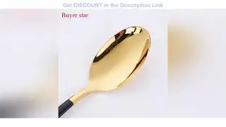 oster knife set | Hot 60 Pcs Gold Tableware Set Black Handle Stainless Steel Black Knife Fork Scoop