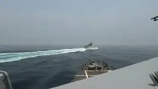 CNS Suzhou (132) cuts across the bow of USS Chung-Hoon (DDG-93)  Taiwan Strait, June 3, 2023