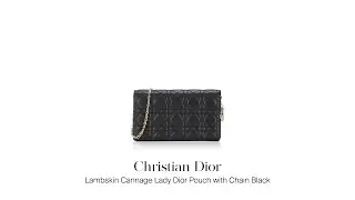 Titip Jual Tas Branded Second: Christian Dior Lambskin Cannage Lady Dior Pouch with Chain Black
