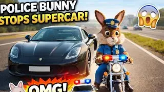Police Bunny Stops Supercar 😱🐰🚔 | Funny AI Cartoon Short