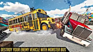 Monster School Bus vs Monster Truck Fighting Game | Monster School Bus Driving Game