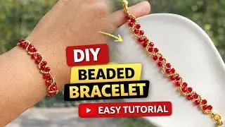 DIY Elegant Red & Gold Beaded Bracelet | Easy Beginner Tutorial