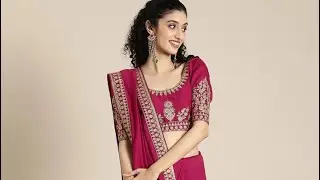 Magenta Pink Solid Silk Blend Embroidered Border Saree