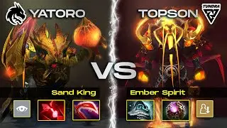 YATORO y su SAND KING MID se enfrenta al EMBER SPIRIT de TOPSON | Highlights