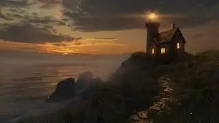 Coastal Lighthouse Ambience at Sunset | Relaxing Nature Sounds, Crickets & Peaceful Music for Sleep