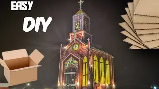 DIY -How to make a church using cardboard⛪️| Step by step with measurments #DIY #cardboardcraft