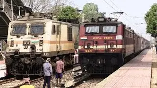 💥 Train Crossing 90⁰ Track & Station WAP4 + WAP7 Tirunelveli,Patna SF Express | SER &lrm;⁨@IRLSomnath⁩&nbsp; 