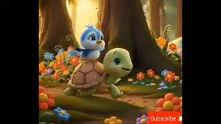 3D amimation kids story about little turtle and baby bird