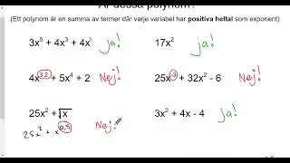 Matematik 3b: Polynom och uttryck