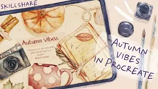 Autumn Vibes Illustration in Procreate - Watercolor Seamless Pattern - Skillshare class preview