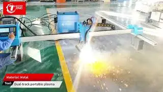 Dual-track portable plasma cutter for cutting metal