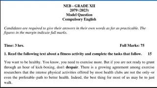 NEB Class 12 English Model Questions for Practice 2082 | Class 12 English Model Questions Paper 2025