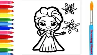 How to draw ELSA From Frozen||easy drawing, Painting and coloring for kids and toddlers.