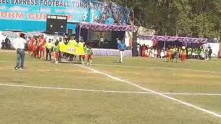 Entry of team BORDER SECURITY FORCES vs MOHAMMADEN SPORTING CLUB at Sersa Stadium in FINAL MATCH