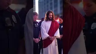 Jesus Prays With Police Officers 🙏 #Jesus #Faith #Prayer #Motivation #Christian