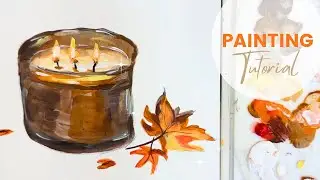 How to Paint a Fall Candle With Acrylic Paints Step by Step Painting Tutorial 