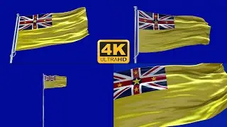 Niue Flag Blue Screen 4k