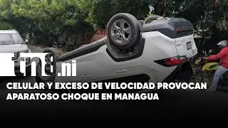 J&oacute;ven conductora pierde control y causa accidente en un barrio de Managua