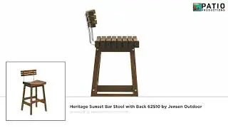 Jensen Outdoor Heritage Sunset Bar Stool with Back 62510 | Sophisticated Ipe Stool With Back Support