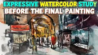 Expressive Watercolor Study Before The Final Painting