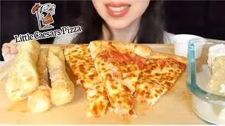ASMR Little Casears Pizza Mukbang & Tres Leches Cake - No Talking