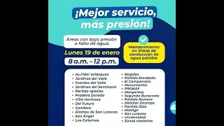 Suspensi&oacute;n de servicio de la Jmas de 8 am a 12 pm