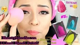 Beautyblender vs. L'Oreal Artist Blend Sponges & How to CLEAN IT Fast! | Ester Castillo