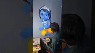 Biggest wall painting of krishna ji 🦚 #shorts