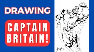 Captain Britain Black and White Time-Lapse Drawing | Epic Superhero Art Process ✍️