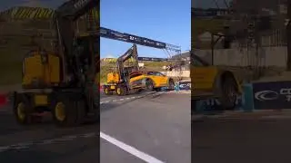 Excavator with Forklift Forks Lifts Car with Grace @Machinereviews #machines #shorts #forklifts